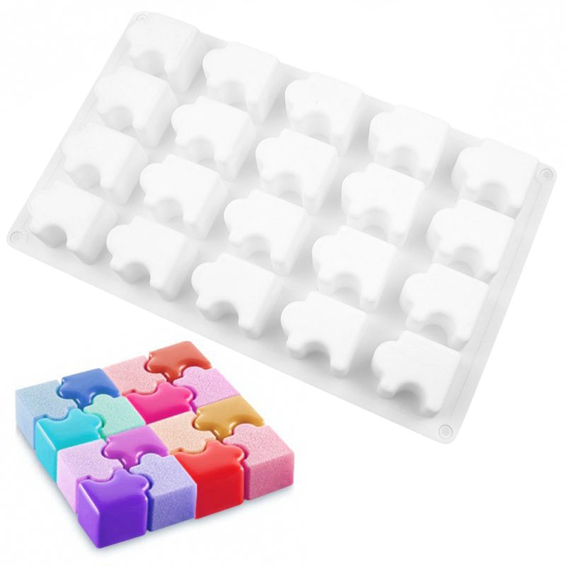 Soap Making Game - 20‑Cavity Puzzle Piece Silicone Mold, DIY