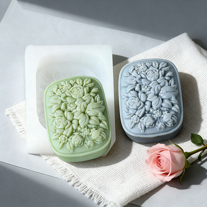 Soap Making For Beginners - Square Floral Silicone Soap Mold with
