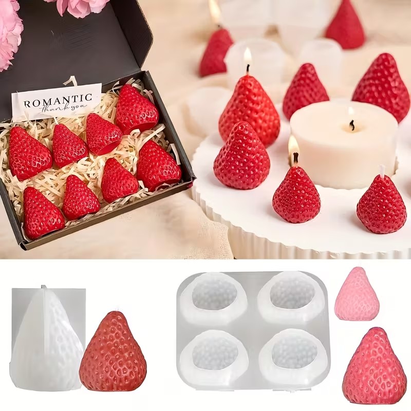 Strawberry Silicone Candle Mol - огляд і ціна Soap Making Equipment